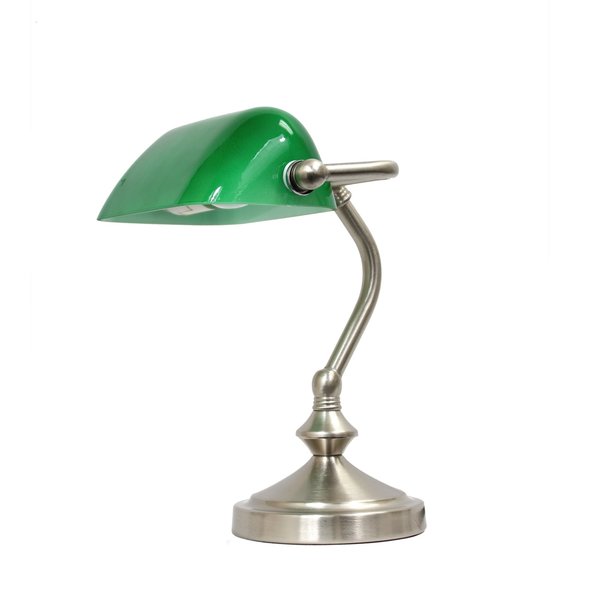 Simple Designs Traditional Mini Banker's Lamp with Glass Shade, Green LT3057-GRN